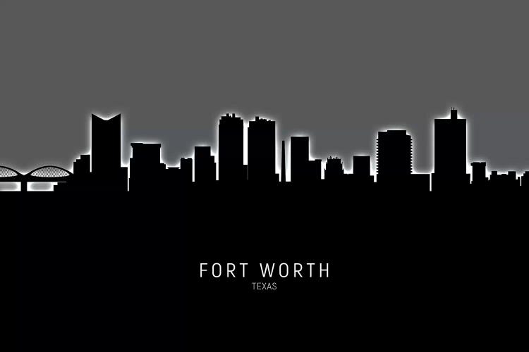Black On Gray Fort Worth Texas Skyline