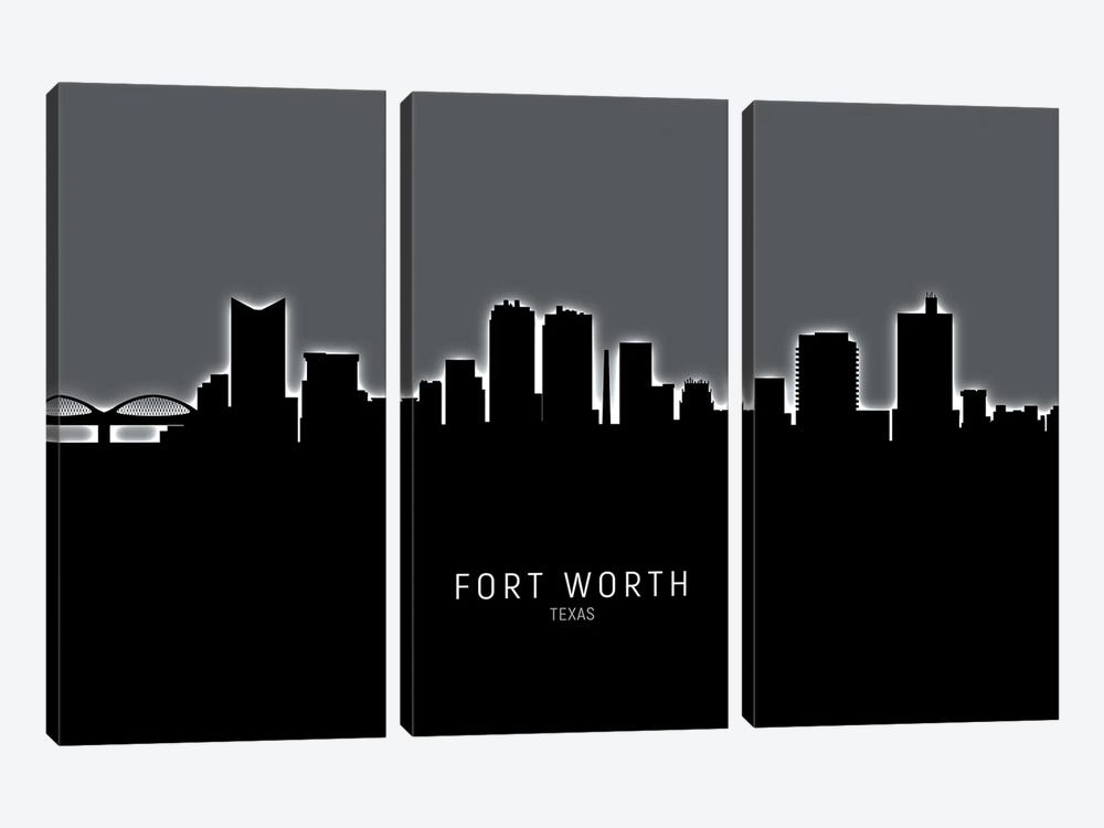 Fort Worth Texas Skyline by Michael Tompsett 3-piece Canvas Print