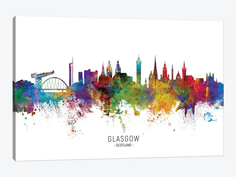 Glasgow Scotland Skyline by Michael Tompsett 1-piece Canvas Wall Art