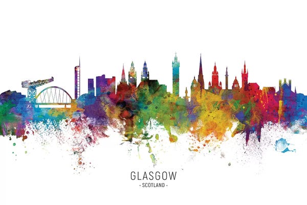 Glasgow: Color Splash Glasgow Scotland Skyline by Michael Tompsett