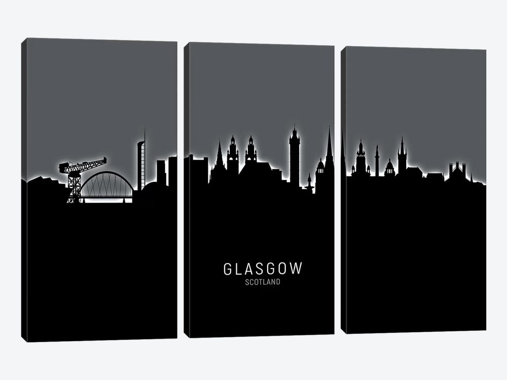 Glasgow Scotland Skyline by Michael Tompsett 3-piece Canvas Art