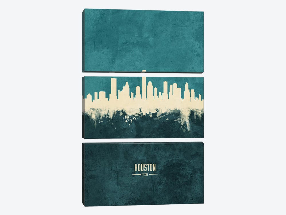 Houston Texas Skyline by Michael Tompsett 3-piece Canvas Art