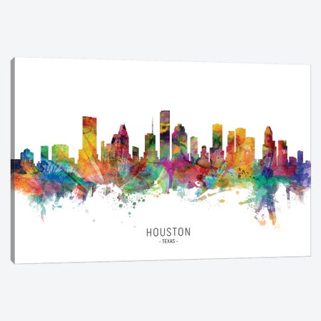 Houston Texas Skyline Canvas Print #MTO1878} by Michael Tompsett Canvas Art Print