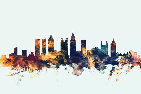 Atlanta: Atlanta, Georgia, USA On Blue by Michael Tompsett