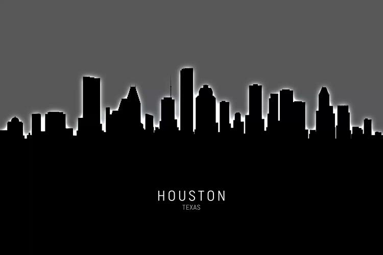 Black On Gray Houston Texas Skyline