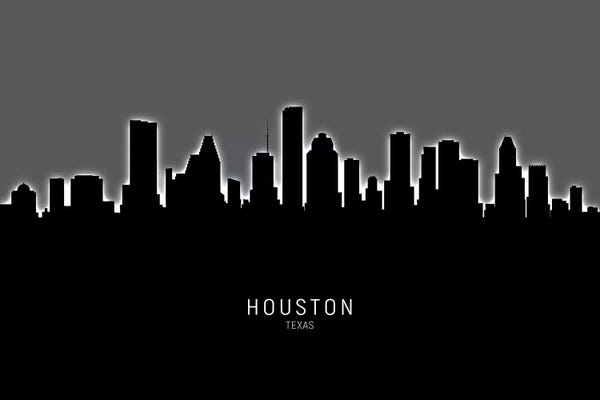 Houston: Black On Gray Houston Texas Skyline by Michael Tompsett