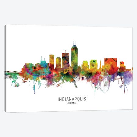 Indianapolis Indiana Skyline Canvas Print #MTO1881} by Michael Tompsett Canvas Wall Art