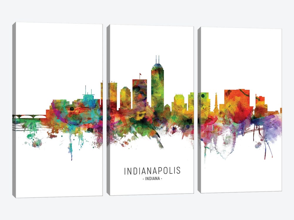 Indianapolis Indiana Skyline by Michael Tompsett 3-piece Canvas Print