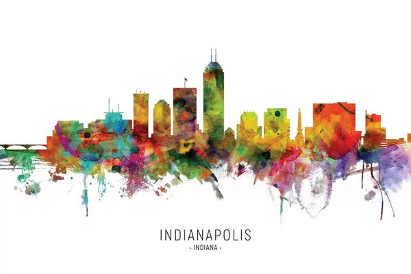 Indiana: Color Splash Indianapolis Indiana Skyline by Michael Tompsett