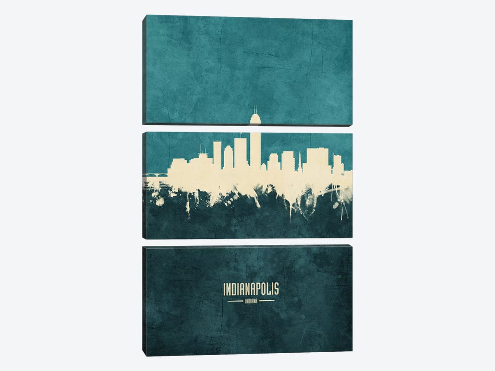 Indianapolis Indiana Skyline by Michael Tompsett 3-piece Canvas Artwork