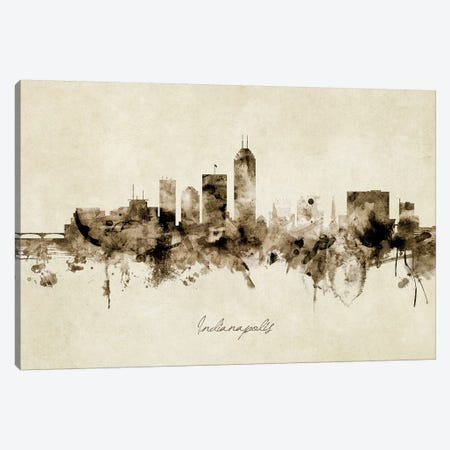Indianapolis Indiana Skyline Canvas Print #MTO1883} by Michael Tompsett Canvas Artwork