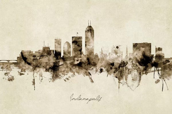 Indianapolis: Ink Splash Indianapolis Indiana Skyline by Michael Tompsett