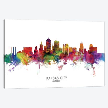 Kansas City Missouri Skyline Canvas Print #MTO1884} by Michael Tompsett Canvas Art Print