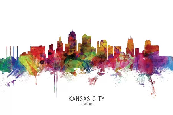Kansas City Skylines: Color Splash Kansas City Missouri Skyline by Michael Tompsett