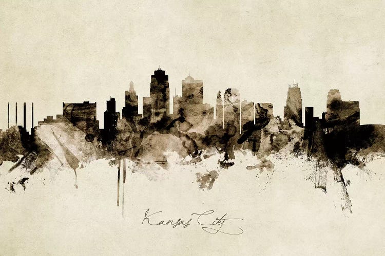 Ink Splash Kansas City Missouri Skyline by Michael Tompsett wall art