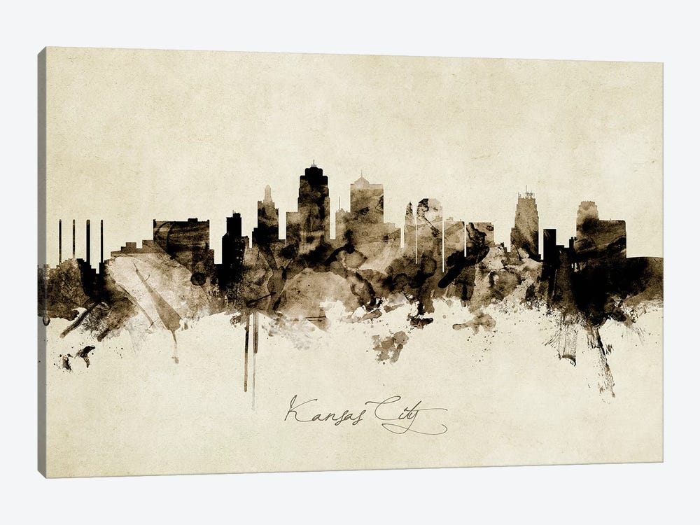 Kansas City Missouri Skyline by Michael Tompsett 1-piece Canvas Wall Art