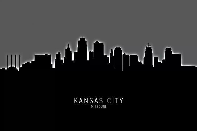 Black On Gray Kansas City Missouri Skyline
