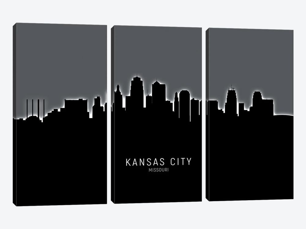 Kansas City Missouri Skyline by Michael Tompsett 3-piece Canvas Art Print