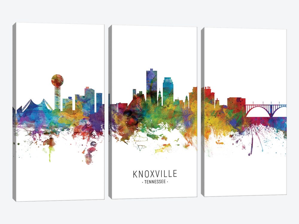 Knoxville Tennessee Skyline by Michael Tompsett 3-piece Canvas Artwork