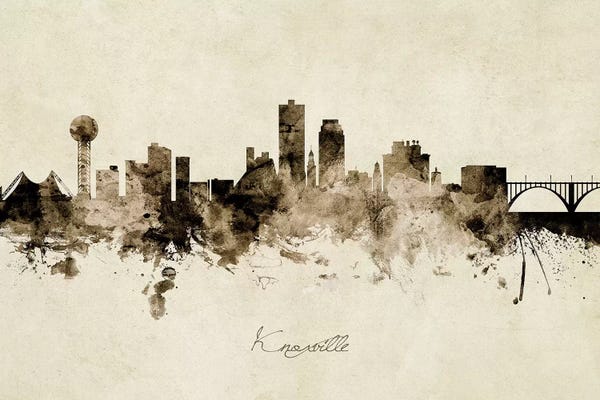 Industrial Office: Ink Splash Knoxville Tennessee Skyline by Michael Tompsett