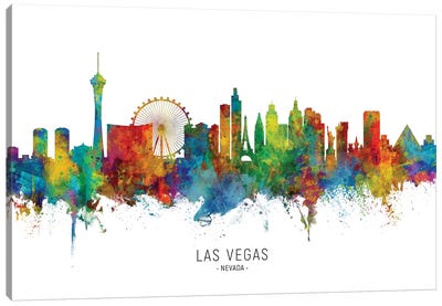 Las Vegas Nevada Skyline Canvas Art Print - Large Colorful Accents
