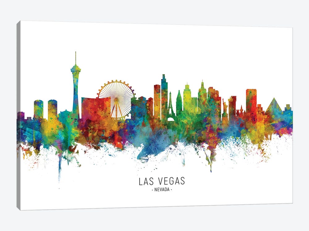 Las Vegas Nevada Skyline by Michael Tompsett 1-piece Canvas Art
