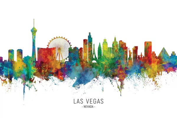 Nevada: Color Splash Las Vegas Nevada Skyline by Michael Tompsett