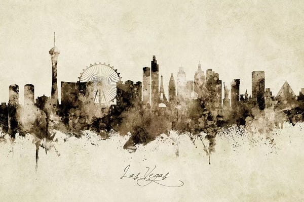 Industrial Office: Ink Splash Las Vegas Nevada Skyline by Michael Tompsett
