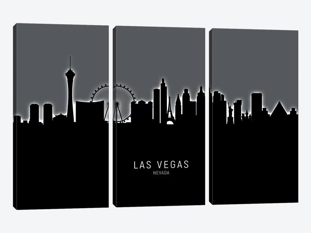 Las Vegas Nevada Skyline by Michael Tompsett 3-piece Canvas Art