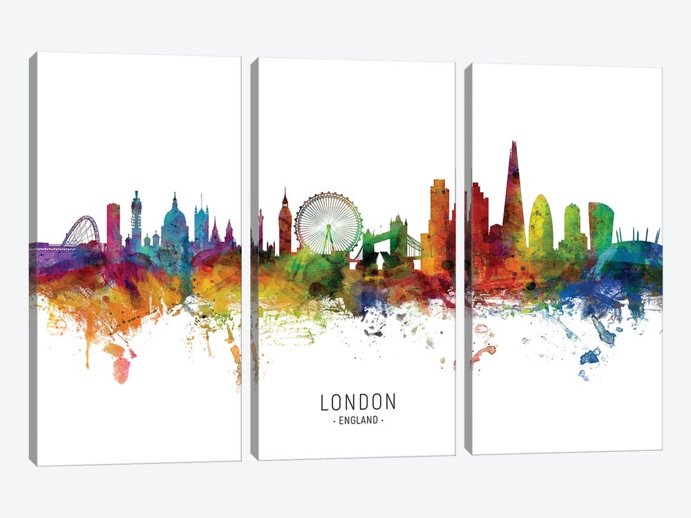 London England Skyline by Michael Tompsett 3-piece Canvas Art Print