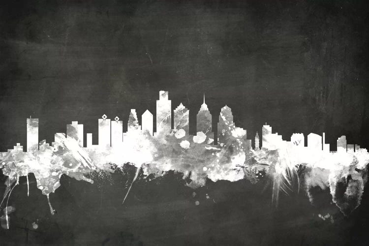 Blackboard Skyline Of  Philadelphia, Pennsylvania, USA