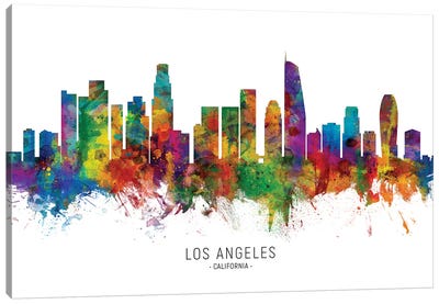 Los Angeles California Skyline Canvas Art Print - Scenic & Nature Typography