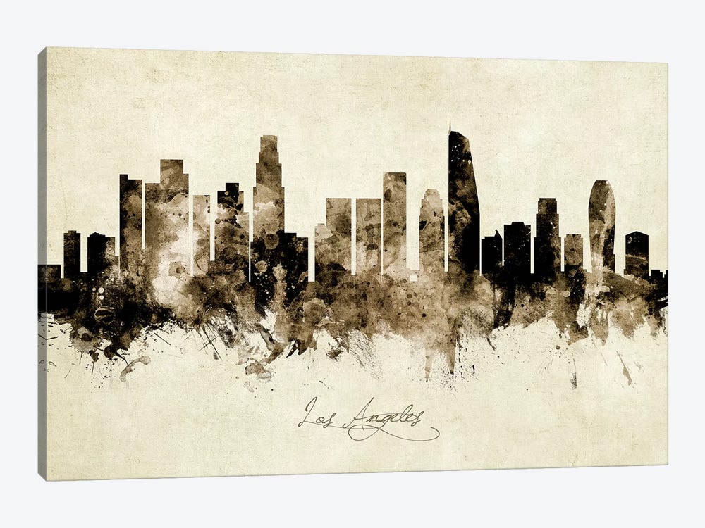 Los Angeles California Skyline by Michael Tompsett 1-piece Canvas Art Print