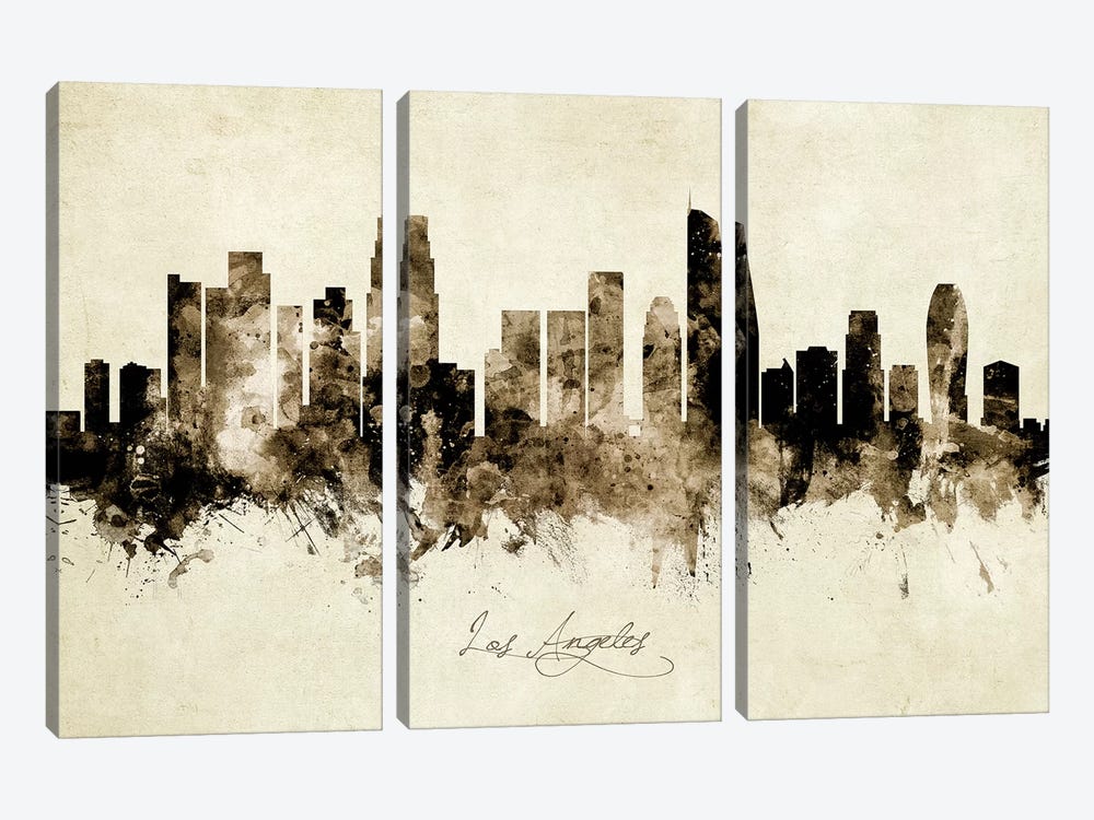 Los Angeles California Skyline by Michael Tompsett 3-piece Art Print