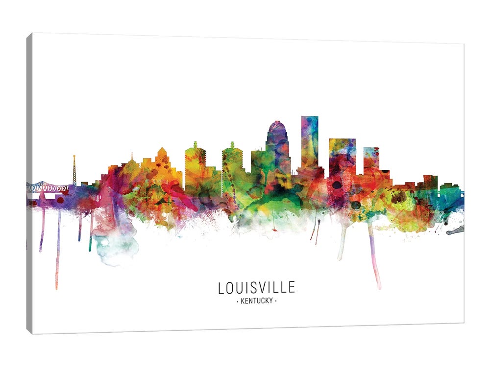 iCanvas Louisville Kentucky City Skyline Art by Michael Tompsett Canvas Art Wall Decor ( places > North America > United States > Kentucky >