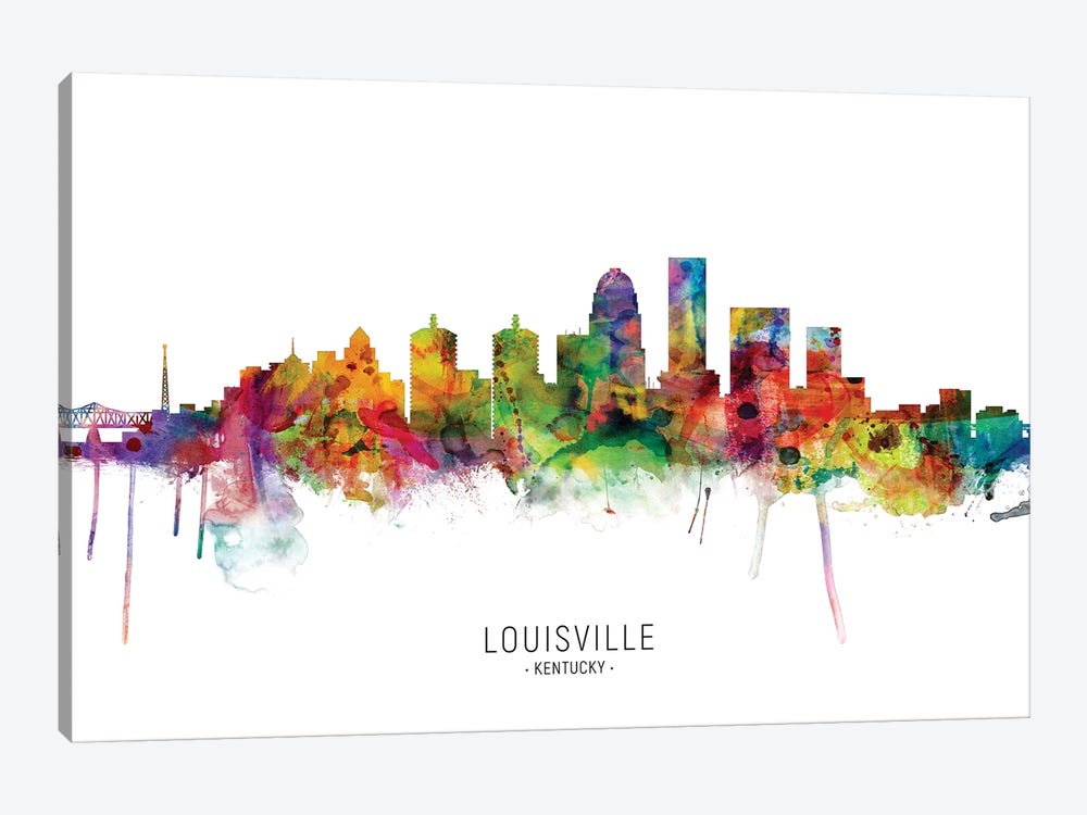 Louisville Kentucky City Skyline by Michael Tompsett 1-piece Canvas Art Print