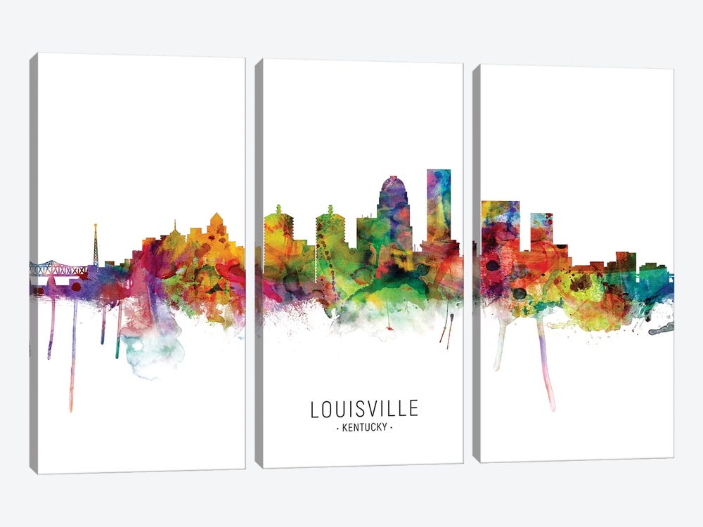 Louisville Kentucky City Skyline by Michael Tompsett 3-piece Art Print