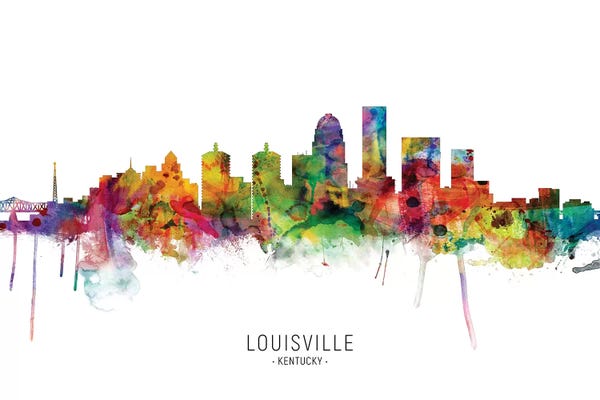 Kentucky: Color Splash Louisville Kentucky City Skyline by Michael Tompsett