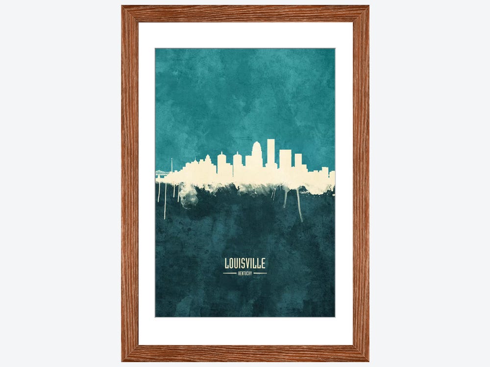 Louisville, Kentucky, USA on Beige by Michael Tompsett Fine Art Paper Poster ( places > North America > United States > Kentucky > Louisville art) 