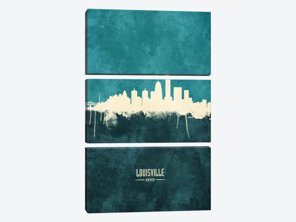 Louisville Kentucky City Skyline by Michael Tompsett 3-piece Canvas Art