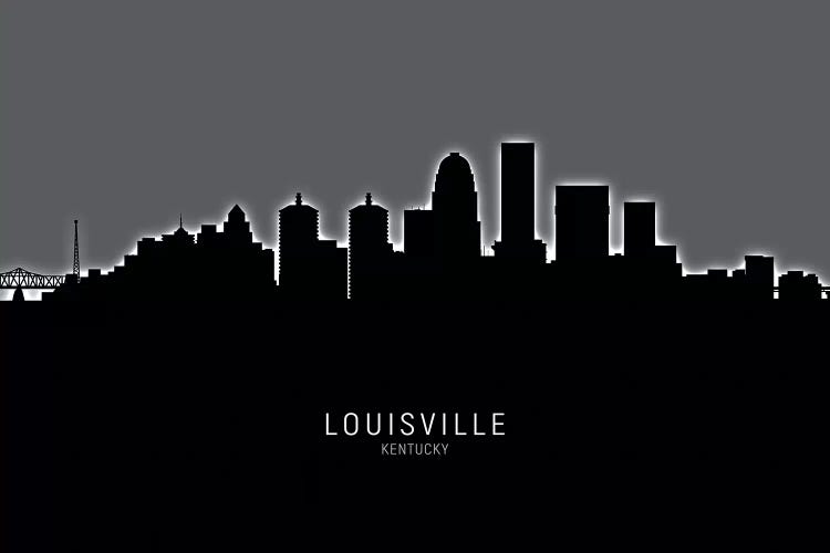 Black On Gray Louisville Kentucky City Skyline by Michael Tompsett wall art