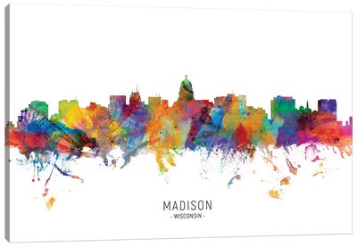 Madison Wisconsin Skyline Canvas Art Print - Scenic & Nature Typography