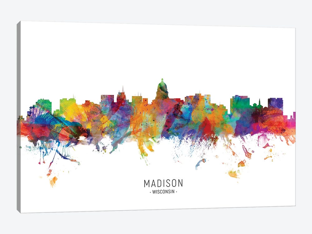Madison Wisconsin Skyline by Michael Tompsett 1-piece Canvas Print