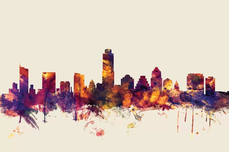 Austin, Texas, USA On Beige by Michael Tompsett wall art