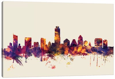 Austin, Texas, USA On Beige Canvas Art Print - Austin Skylines