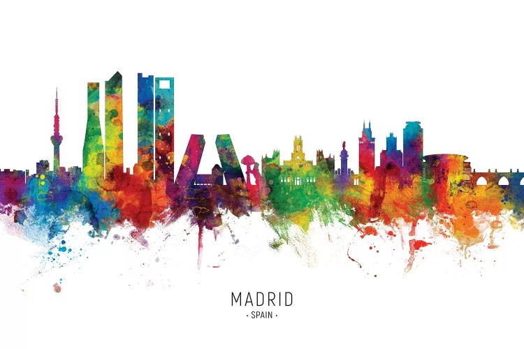 Color Splash Madrid Spain Skyline