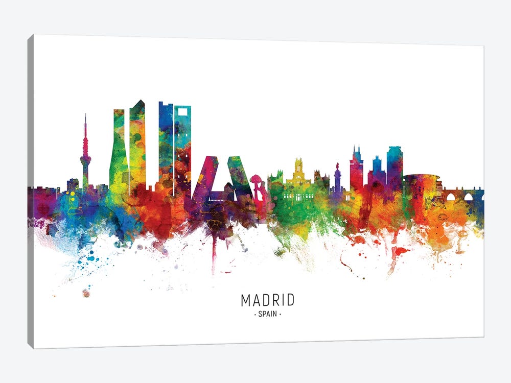 Madrid Spain Skyline by Michael Tompsett 1-piece Canvas Art