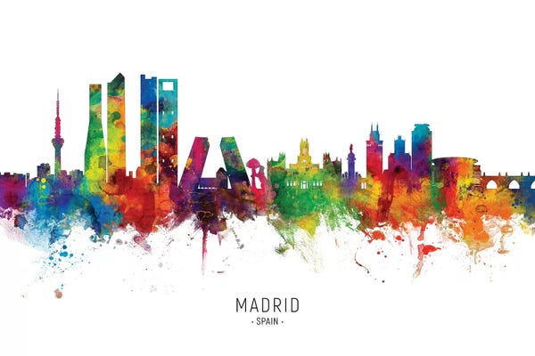 Community Of Madrid: Color Splash Madrid Spain Skyline by Michael Tompsett