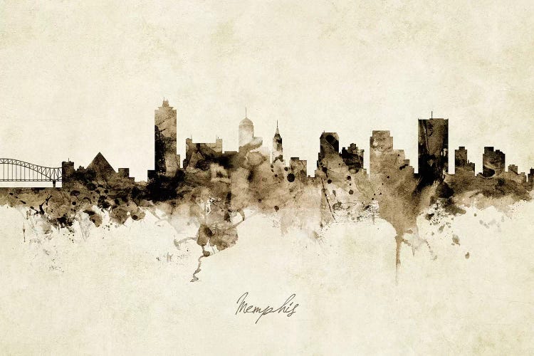 Ink Splash Memphis Tennessee Skyline