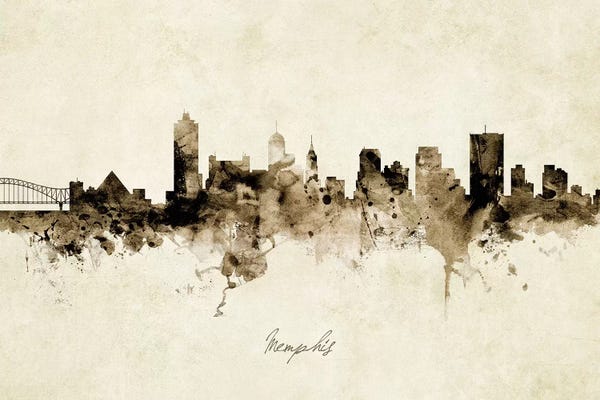 Industrial Office: Ink Splash Memphis Tennessee Skyline by Michael Tompsett